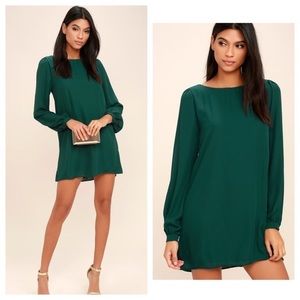 Lulus Status Update Forest Green Shift Dress